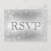RSVP Elegante Zilveren Faux Glitter Uitnodiging Briefkaart (Voorkant)