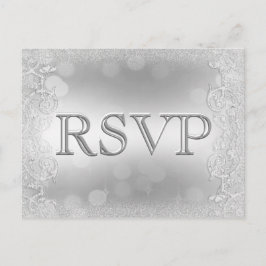 RSVP Elegante Zilveren Faux Glitter Uitnodiging Briefkaart