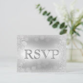 RSVP Elegante Zilveren Faux Glitter Uitnodiging Briefkaart (Staand voorkant)