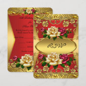 RSVP Elite Red Cream Rozen  Gold Birthday Kaart (Voorkant / Achterkant)
