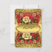 RSVP Elite Red Cream Rozen  Gold Birthday Kaart (Voorkant)