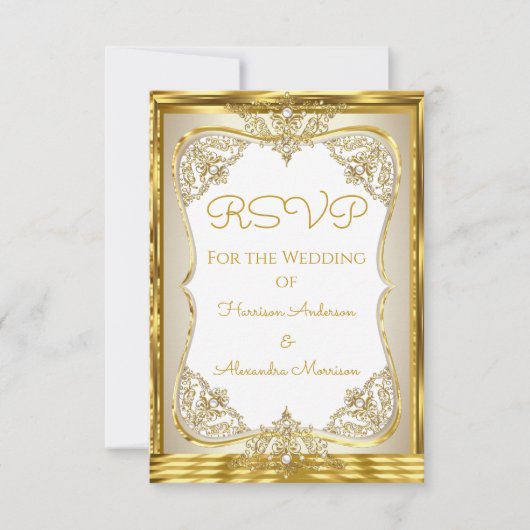 RSVP Elite Wedding Gold White beige Cream Pearl (Voorkant)