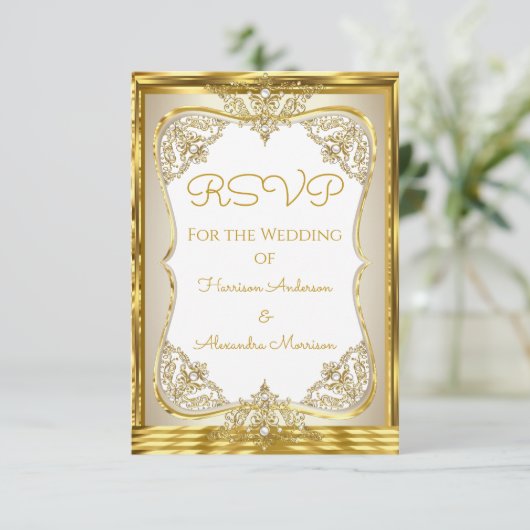 RSVP Elite Wedding Gold White beige Cream Pearl (Staand voorkant)