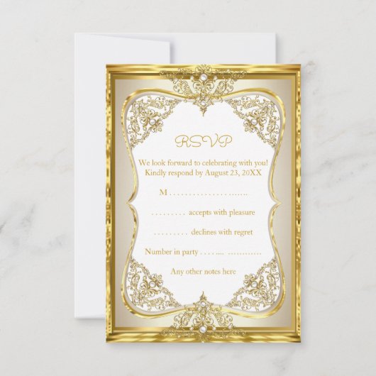 RSVP Elite Wedding Gold White beige Cream Pearl (Achterkant)