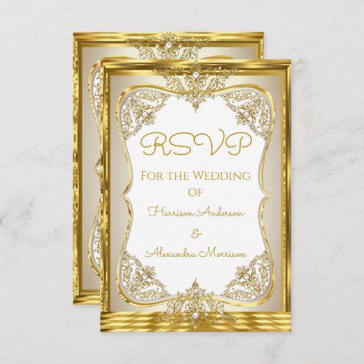 RSVP Elite Wedding Gold White beige Cream Pearl (Voorkant / Achterkant)