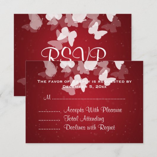 RSVP Elusive Butterflies Red (Voorkant / Achterkant)