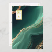 *~ RSVP Emerald Green QR Initialen AR66 bruiloft Kaart (Voorkant / Achterkant)