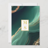 *~ RSVP Emerald Groene Initialen AR66 QR Bruiloft Kaart (Voorkant)