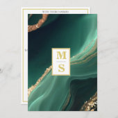 *~ RSVP Emerald Groene Initialen AR66 QR Bruiloft Kaart (Voorkant / Achterkant)