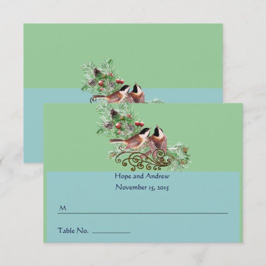 RSVP en plaats de Kaarten  Tortelduifjes (Voorkant / Achterkant)