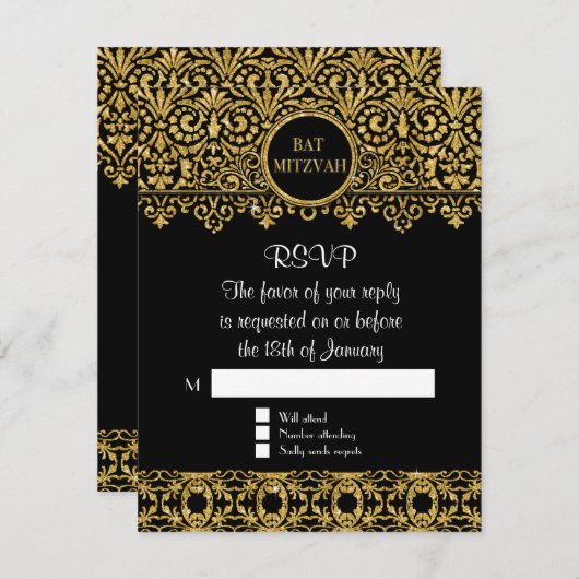 RSVP Engels Manor Zwart Goud Art Deco Nouveau (Voorkant / Achterkant)