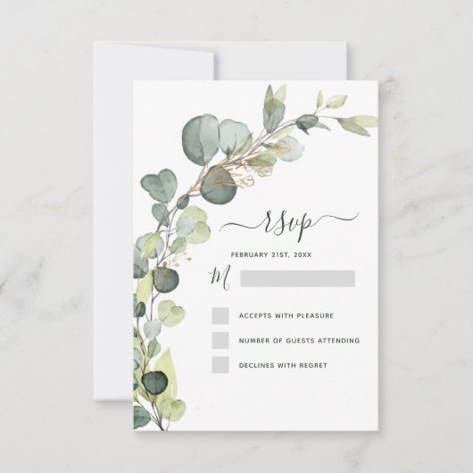 RSVP Eucalyptus Groene Succulente Elegantie Kaart (Voorkant)