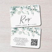 RSVP Eucalyptus Waterverf QR Code Weddenschap Informatiekaartje