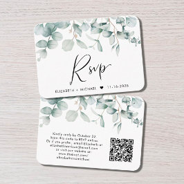 RSVP Eucalyptus Waterverf QR Code Weddenschap Informatiekaartje