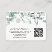 RSVP Eucalyptus Waterverf QR Code Weddenschap Informatiekaartje (Achterkant)
