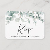 RSVP Eucalyptus Waterverf QR Code Weddenschap Informatiekaartje (Voorkant)
