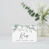 RSVP Eucalyptus Waterverf QR Code Weddenschap Informatiekaartje (Staand voorkant)