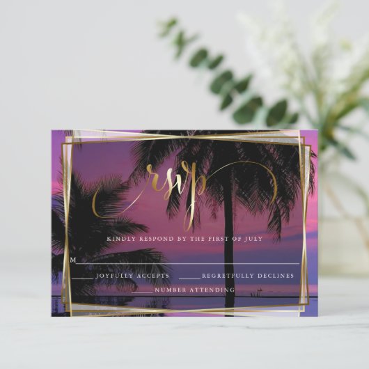 RSVP Exotic Tropical Night Wedding Barefoot Bride™ (Staand voorkant)