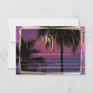 RSVP Exotic Tropical Night Wedding Barefoot Bride™ Kaartje