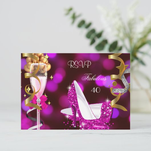 RSVP Fabulous 40 Hot Pink Gold Bubbles (Staand voorkant)
