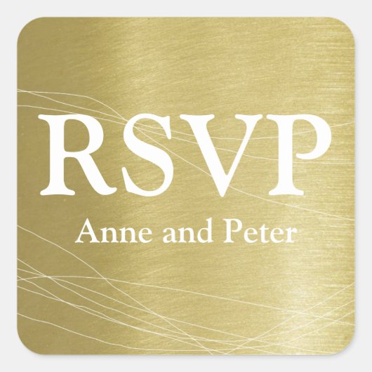 RSVP Faux Gold bruiloft Vierkante Sticker (Voorkant)
