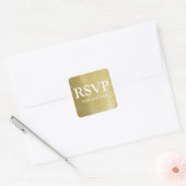 RSVP Faux Gold bruiloft Vierkante Sticker (Envelop)