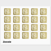 RSVP Faux-Gold bruiloft Vierkante Sticker (Vel)