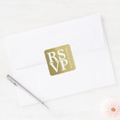 RSVP Faux-Gold bruiloft Vierkante Sticker (Envelop)