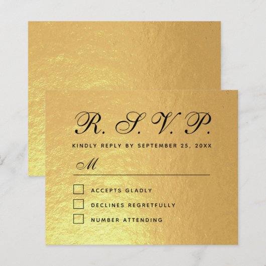 RSVP Faux Gold Foil Budget Weduwnskaart (Voorkant / Achterkant)