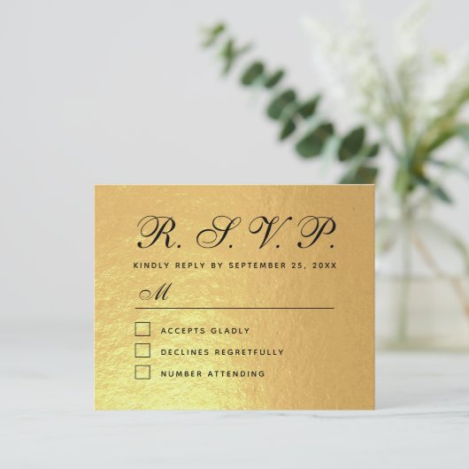 RSVP Faux Gold Foil Budget Weduwnskaart (Staand voorkant)