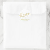 RSVP | Faux gouden penseel Script bruiloft Sticker (Tas)