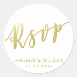 RSVP | Faux gouden penseel Script bruiloft Sticker