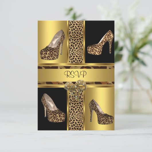 RSVP Feest Hoge Hak Schoenen Luipaard Goud (Staand voorkant)