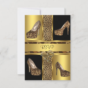 RSVP Feest Hoge Hak Schoenen Luipaard Goud Kaart