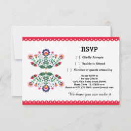 RSVP Feest Mexicaanse Print Kaart Rood Huwelijk Fe