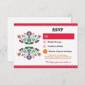 RSVP Feest Mexicaanse Print Kaart Rood Huwelijk Fe (Voorkant / Achterkant)
