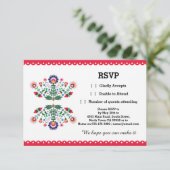 RSVP Feest Mexicaanse Print Kaart Rood Trouwfeest (Staand voorkant)
