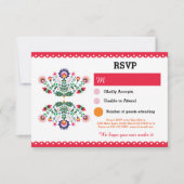 RSVP Fiesta Mexican Print Card Red Wedding Party (Voorkant)
