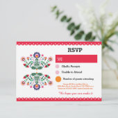 RSVP Fiesta Mexican Print Card Red Wedding Party (Staand voorkant)
