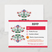 RSVP Fiesta Mexican Print Card Red Wedding Party (Voorkant / Achterkant)