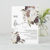 * RSVP Floral Bourgondië Roos AR15 QR BRUILOFT Kaart (Staand voorkant)