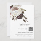* RSVP Floral Bourgondië Roos AR15 QR BRUILOFT Kaart (Achterkant)
