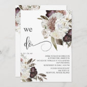 * RSVP Floral Bourgondië Roos AR15 QR BRUILOFT Kaart (Voorkant / Achterkant)