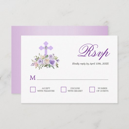 RSVP Floral Lavender First Heilige Communie (Voorkant / Achterkant)