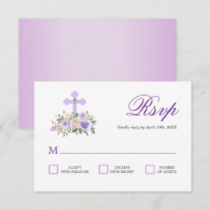 RSVP Floral Lavender First Heilige Communie Kaartje