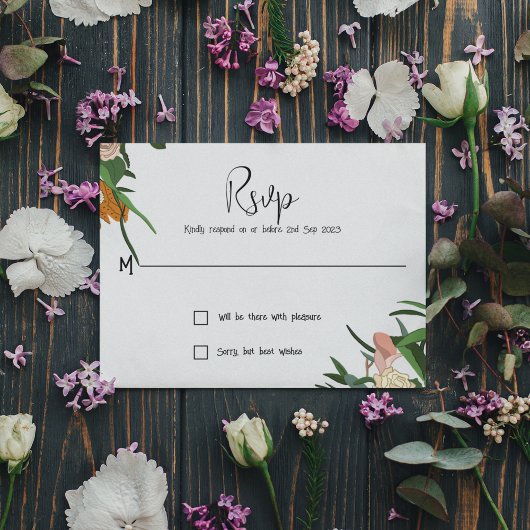 RSVP Floral Notitiekaartje