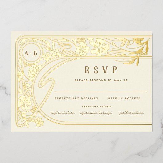 RSVP Folie Art Nouveau Arch Folie Uitnodiging (Voorkant)