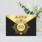 RSVP Formal Gold Black 50th Birthday Jubileum (Staand voorkant)