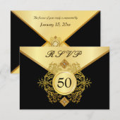 RSVP Formal Gold Black 50th Birthday Jubileum (Voorkant / Achterkant)