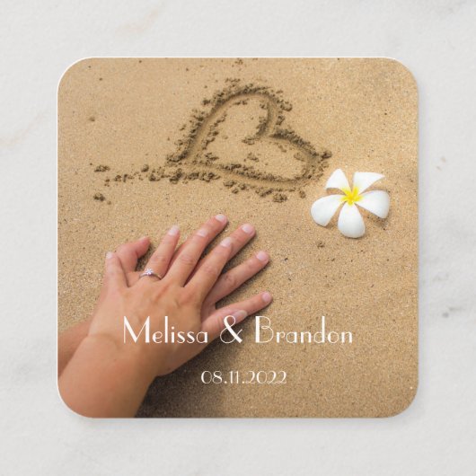 RSVP foto eenvoudige bruiloft QR Code Reactie Vierkante Visitekaartje (Achterkant)